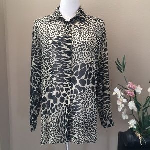 Dorman 100% Silk Leopard Blouse